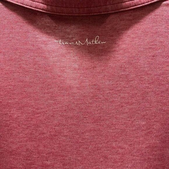 Travis Mathew Men's Heathered Red Short Sleeved Polo Shirt Size XL - Picture 7 of 7